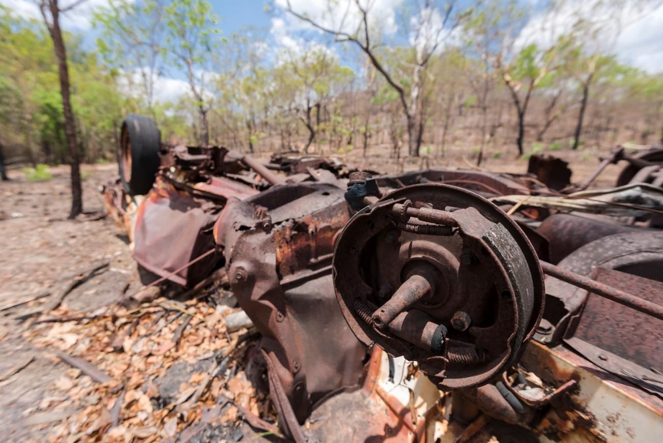 Rusty Car is Laying on Its Side — Maryborough Recycling in Gayndah, QLD