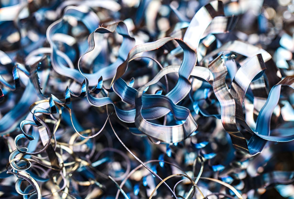 Close Up of a Pile of Blue Metal Shavings — Maryborough Recycling in Tin Can Bay, QLD