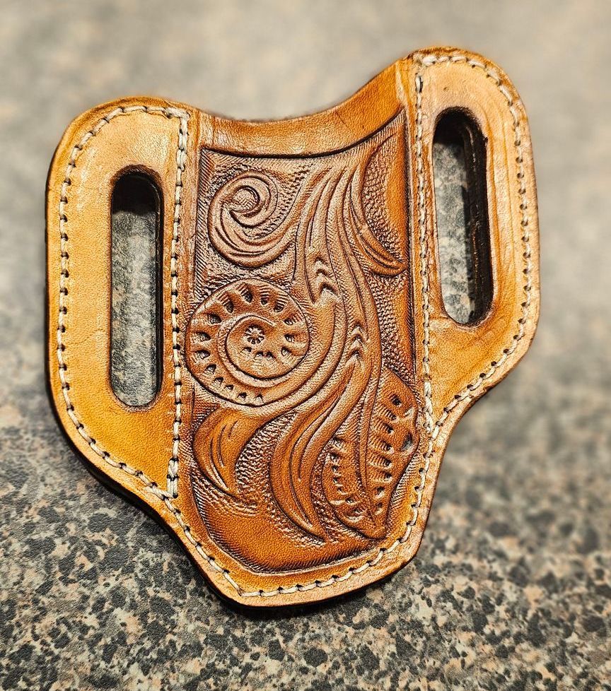 Handmade Leather Knife Sheath With Vinework