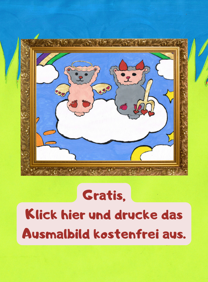 Engelchen und Teufelchen Ausmalbild.