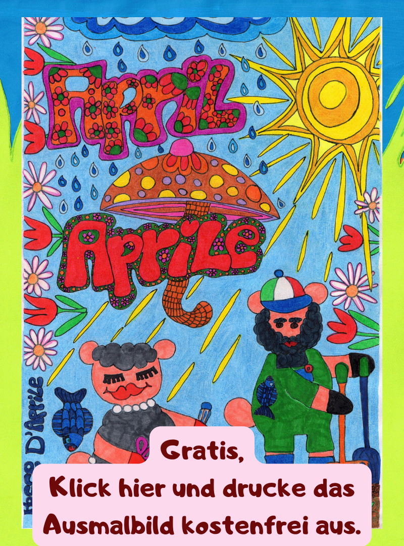 April Ausmalbild Gratis zum ausdrucken.
