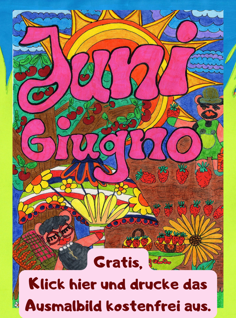 Juni Ausmalbild,Gratis ausdrucken.