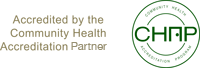 A logo that says accredited by the community health accreditation partner