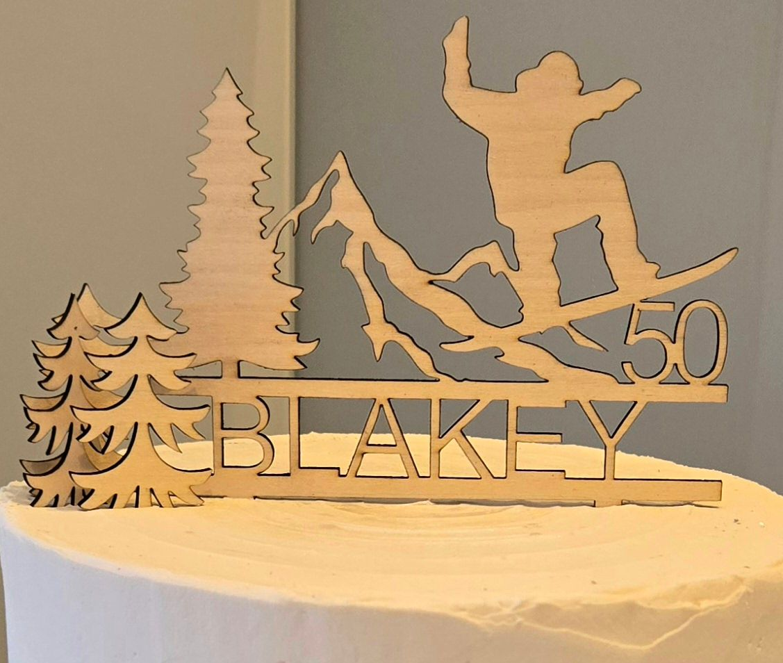 Wooden cake topper with 
