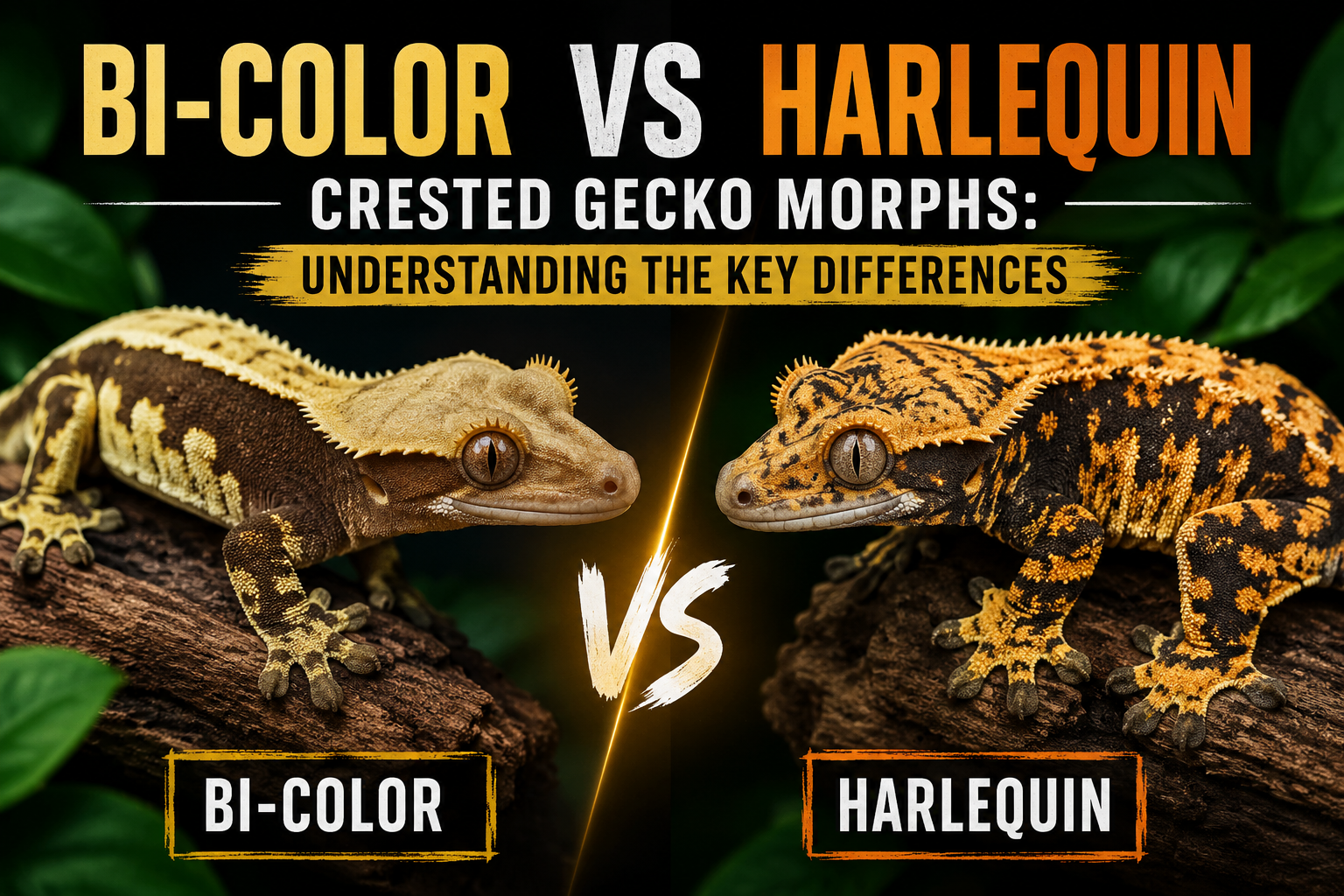 Bi-Color vs Harlequin Crested Gecko Morphs: Understanding the Key Differences