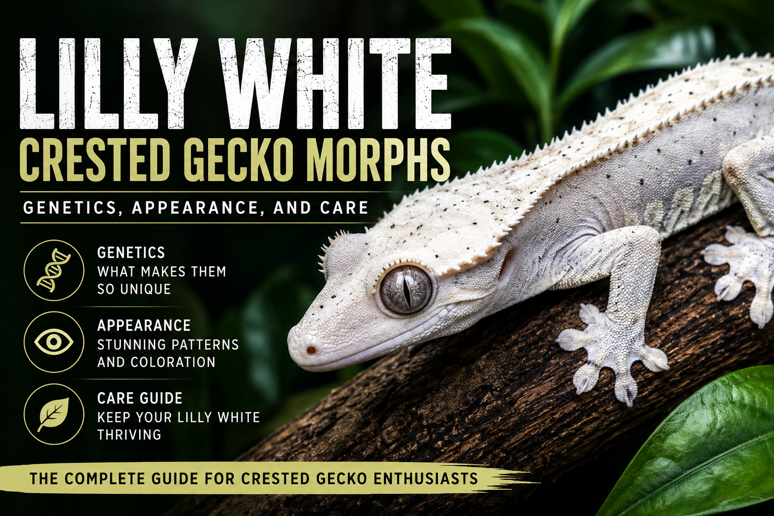 Lilly White Crested Gecko Morphs: Genetics, Appearance, and Care
