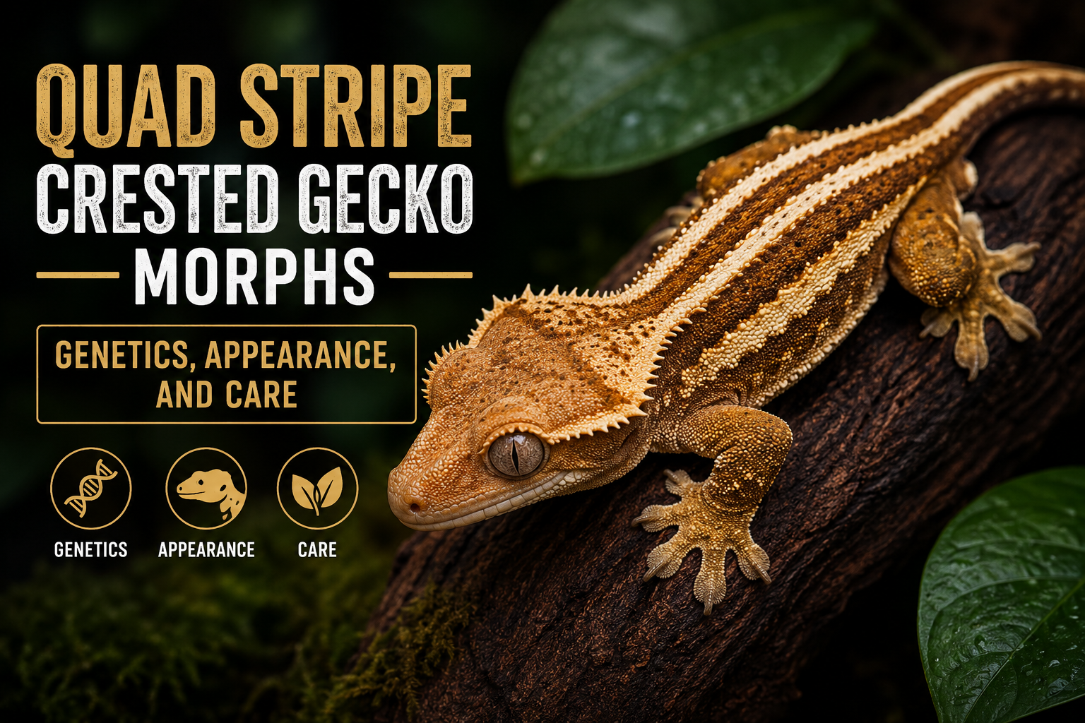 Quad Stripe Crested Gecko Morphs: Genetics, Appearance, and Care