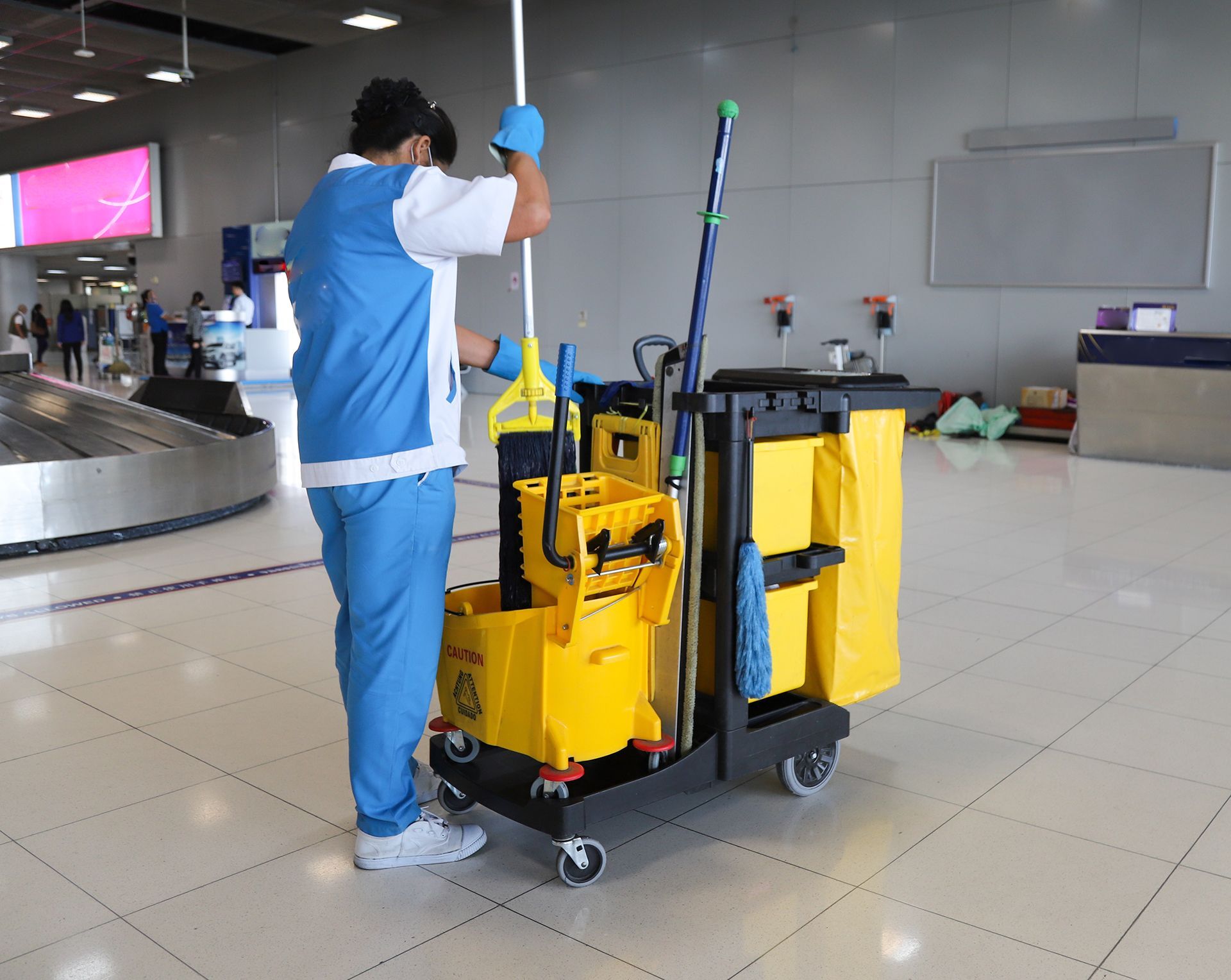 Cleaning the Floor of An Airport