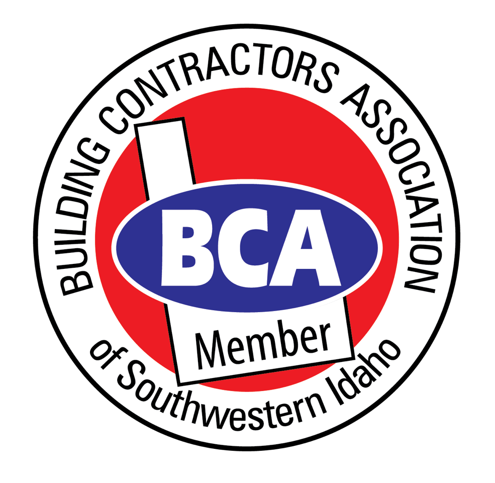 Building Contractors Association of Southwestern Idaho logo: Red and blue circle with