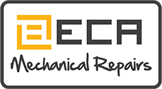 Logo for ECA Mechanical Repairs, featuring a gold and black emblem and text 