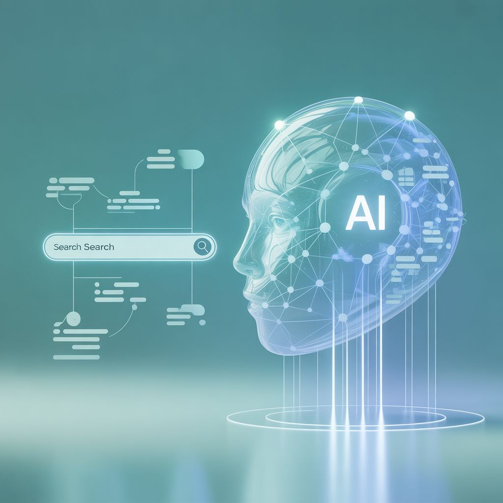 AI knowledge search dashboard illustrating data connections and knowledge graph nodes
