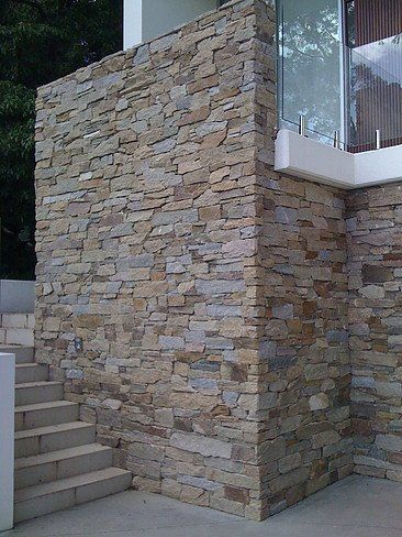 View of the stone wall finished by expert