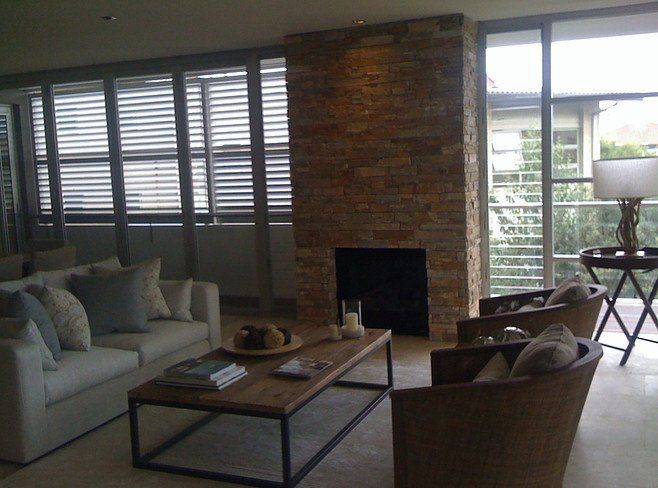 View of the fireplace wall finished by expert