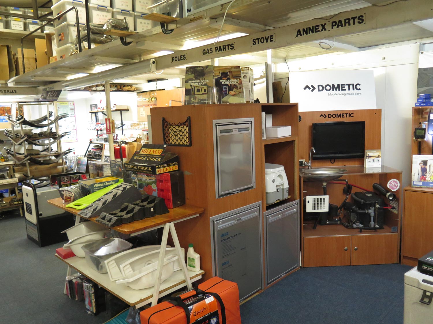 A store with a sign that says dometic on it