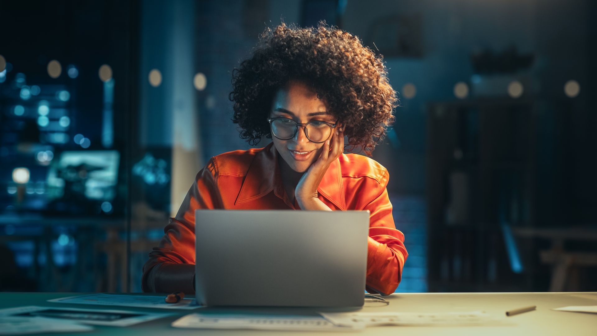 Woman looking in laptop