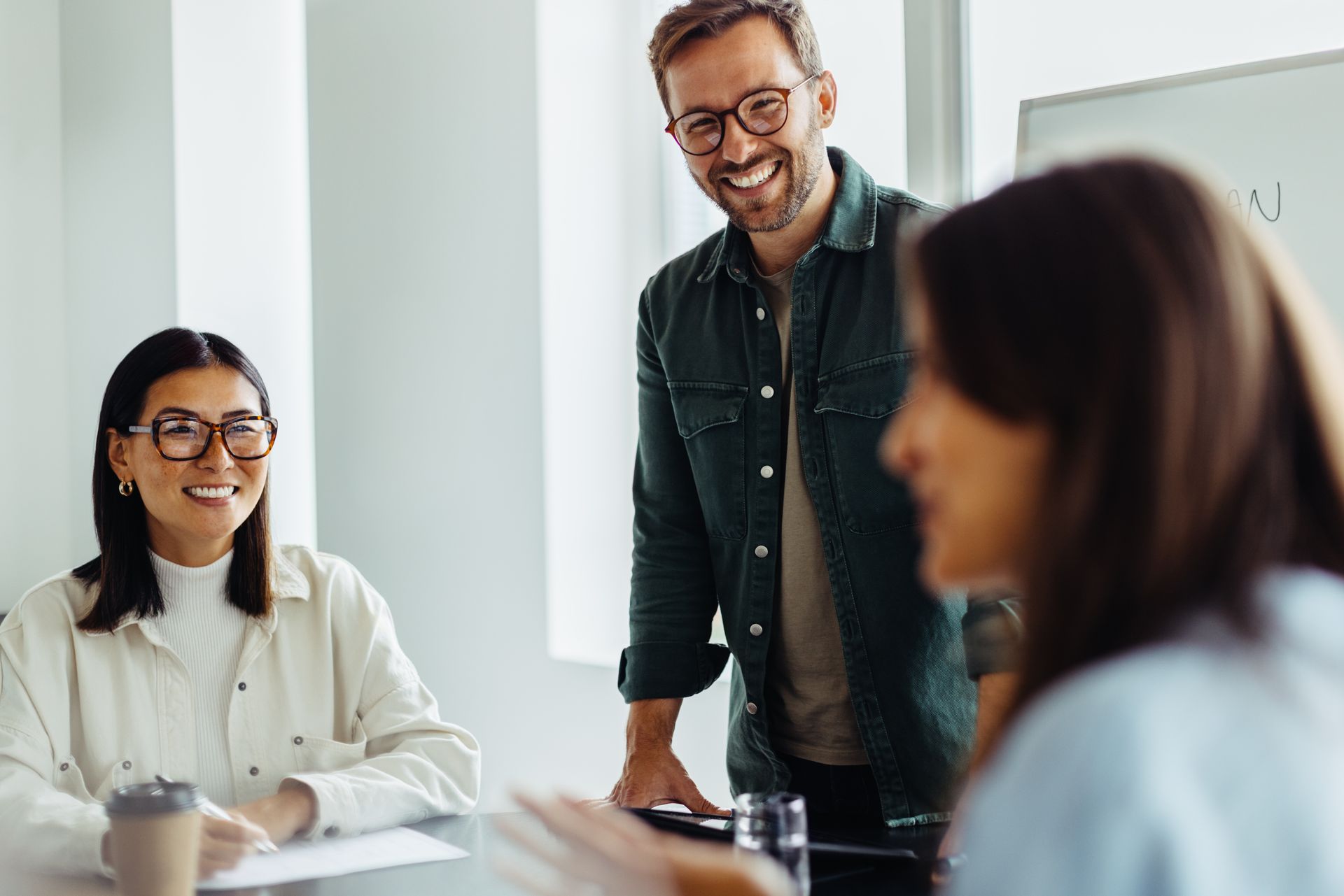 Meeting in a conference room