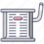 A cartoon illustration of a radiator with a handle.