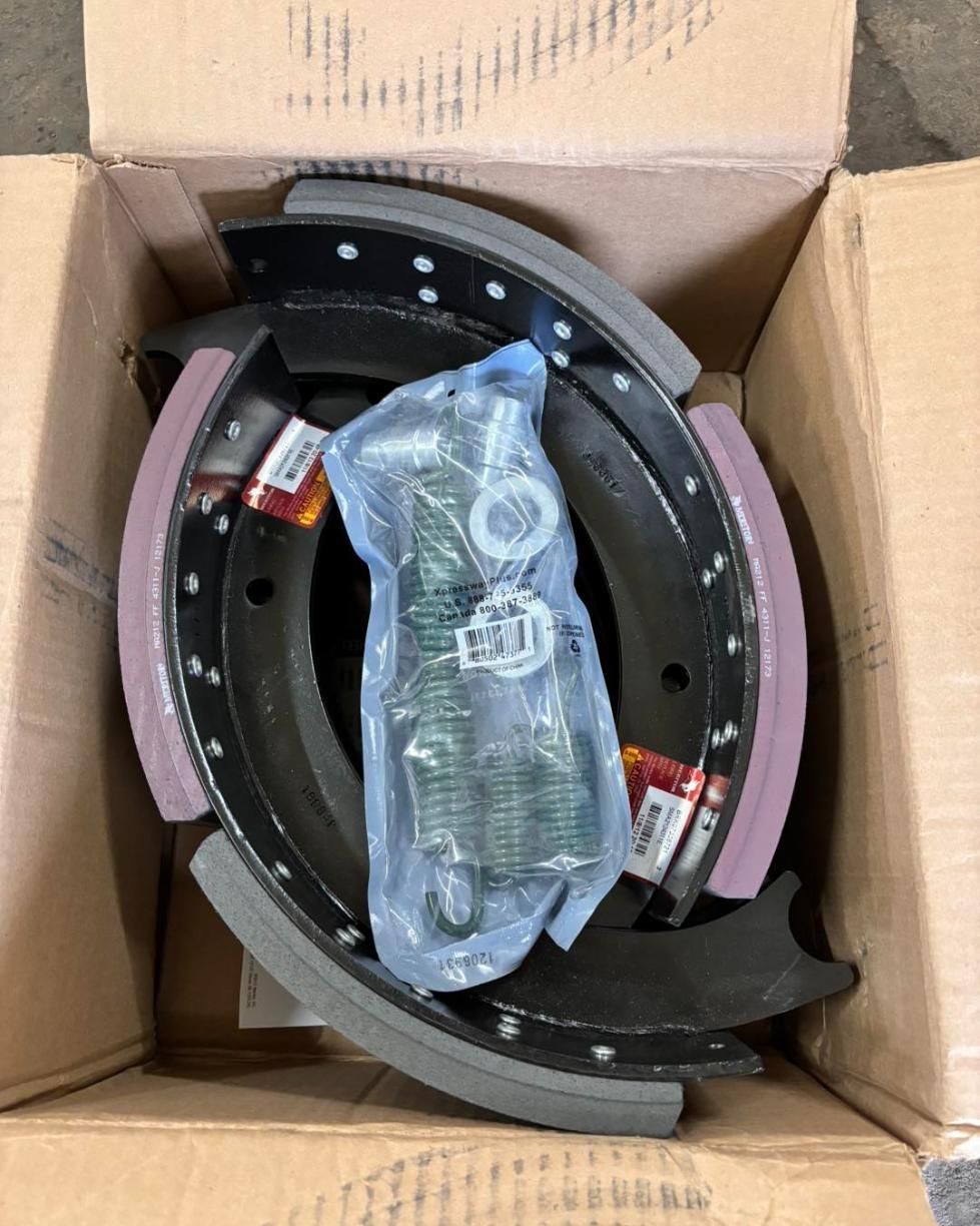 A Pair of Brake Shoes in a Cardboard Box — BDM Heavy Vehicle Repairs In Wauchope, NSW