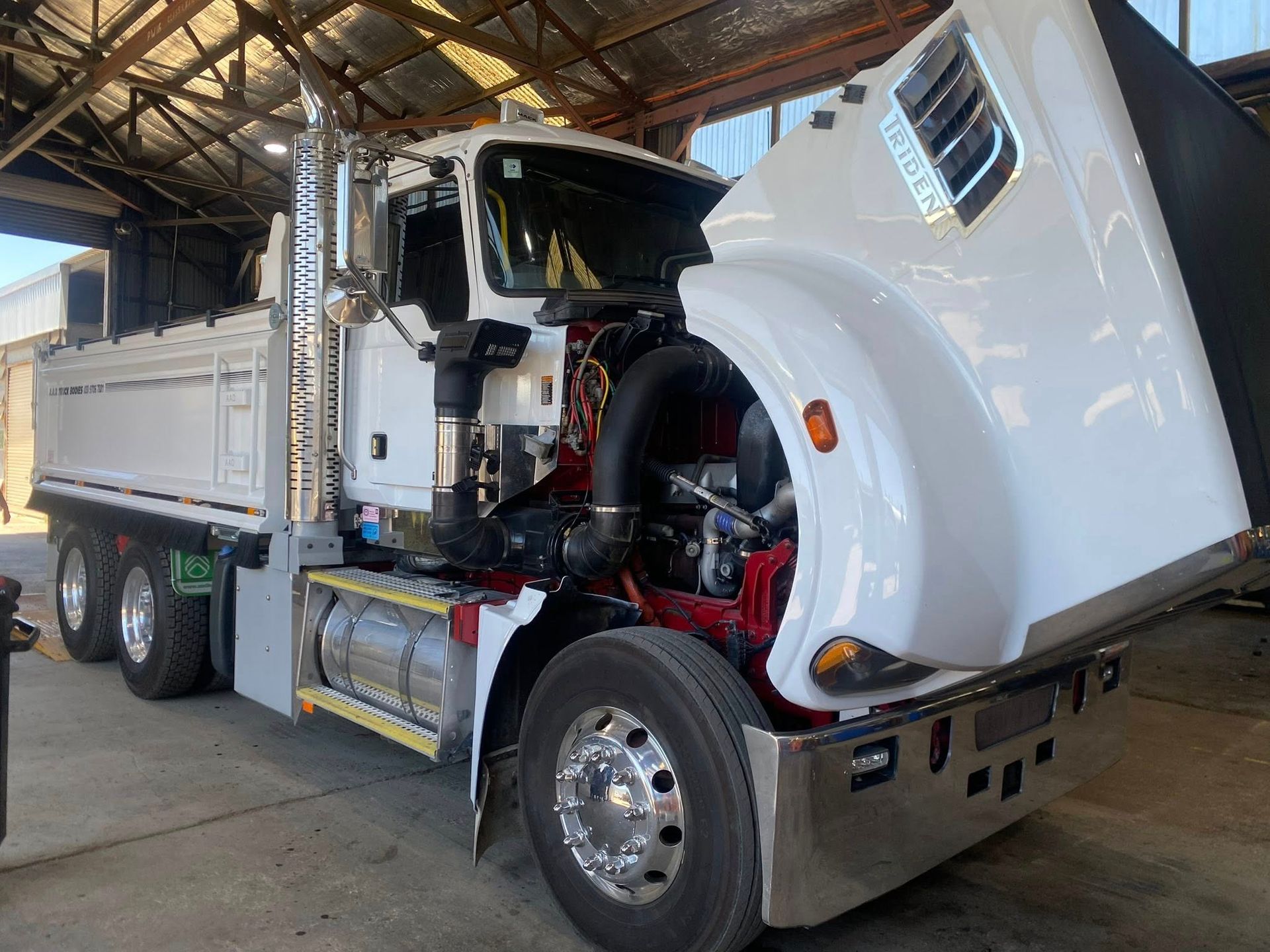 An Inspection Check On A White Truck