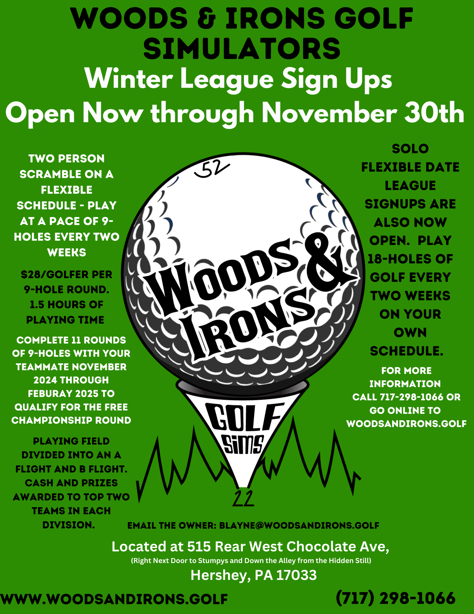 Winter League Sign Ups Open Now Through November 30th