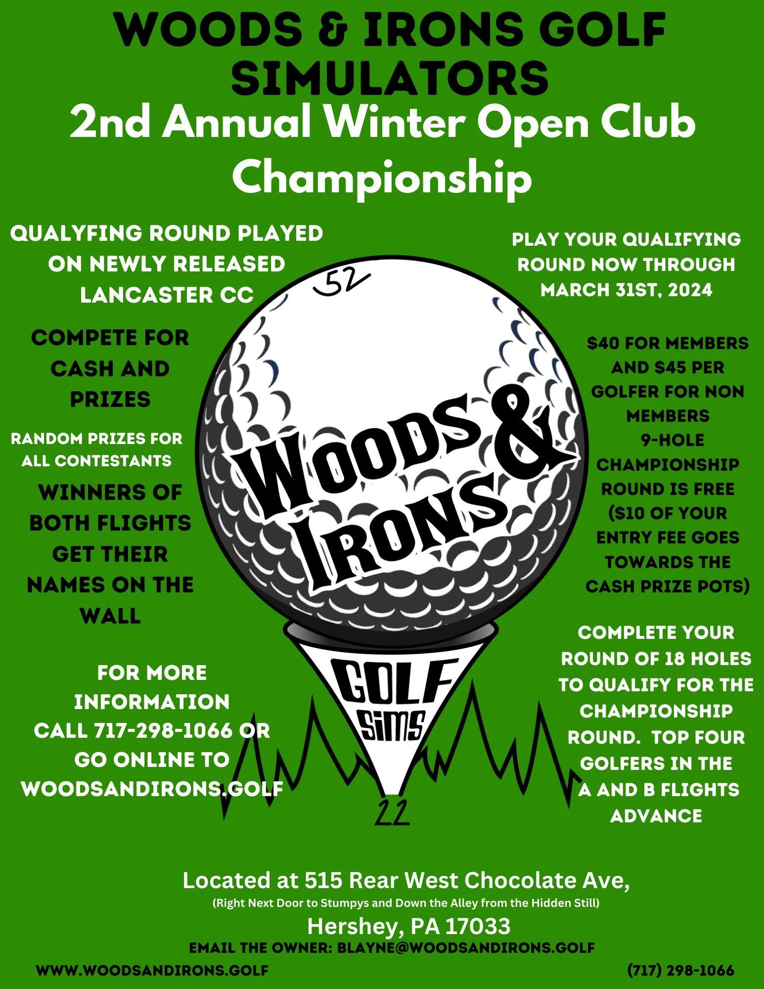 2nd Annual Winter Open Club Championship - Compete For Cash & Prizes - Woods & Irons