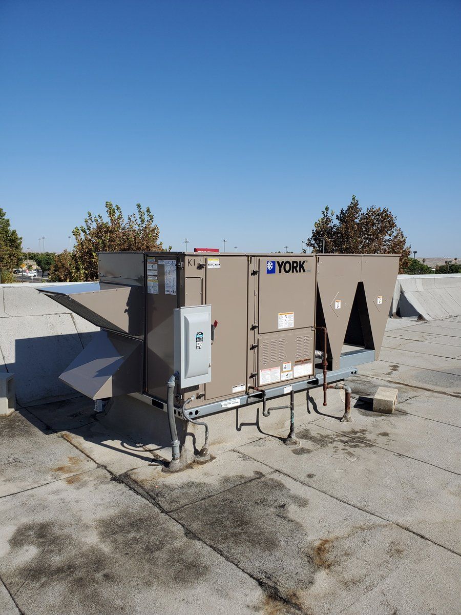 York Heat Ventilation On A Commercial Roof — Tulare, CA — Central Valley Refrigeration
