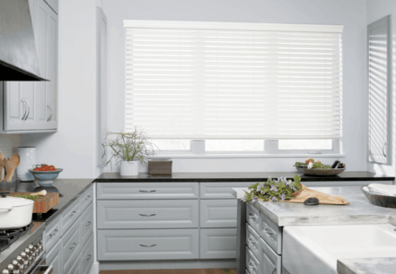 Custom Horizontal Window Blinds Near Houston, Texas (TX) like EverWood Alternative Wood for Kitchens in Homes
