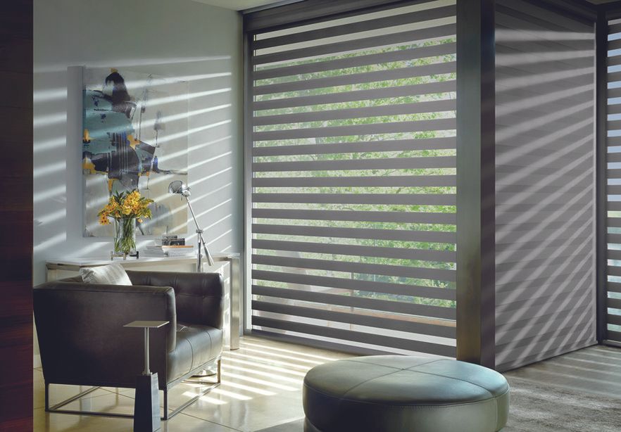 Roller & Screen Shades Near Houston, Texas (TX) Homes like Designer Banded Shades in Living Rooms