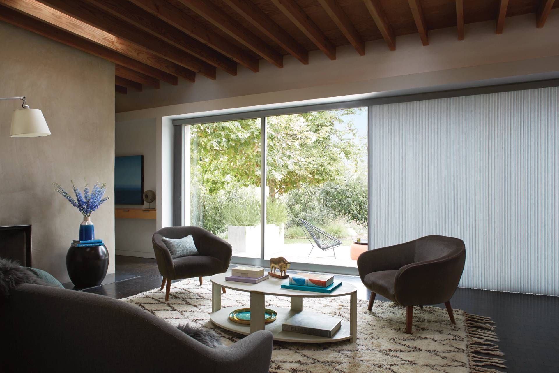 Hunter Douglas Duette® Cellular Shades covering a sliding glass door in a home near Houston, TX