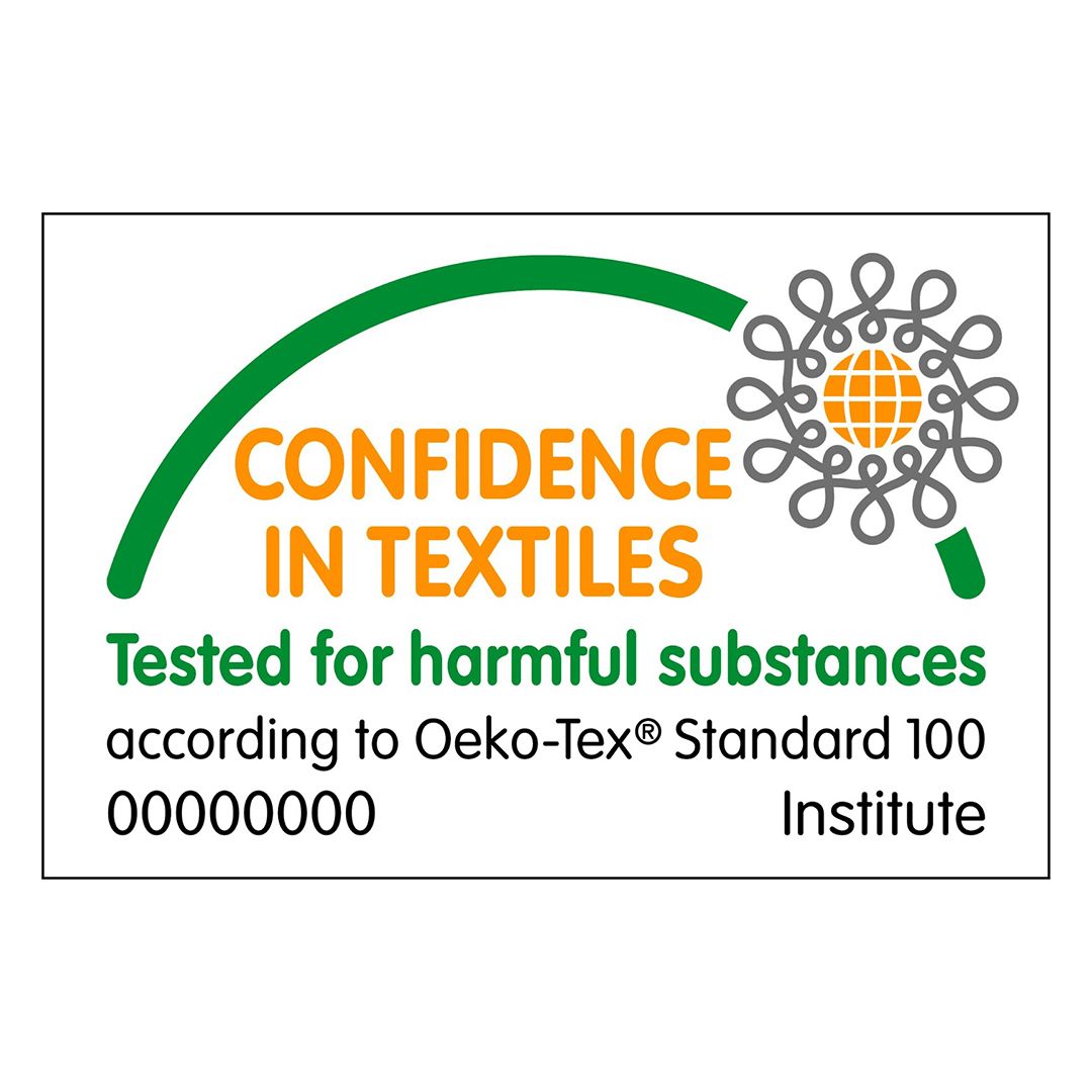 The confidence in textiles logo is tested for harmful substances according to oeko-tex standard 100.