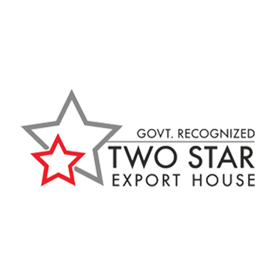 A logo for two star export house , a govt recognized two star export house.