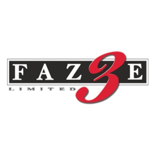 A black and red faze limited logo on a white background
