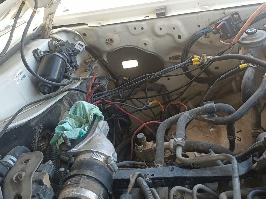 The Inside of a Car with a Lot of Wires Coming Out of It — South West 4WD Wreckers in Harristown, QLD