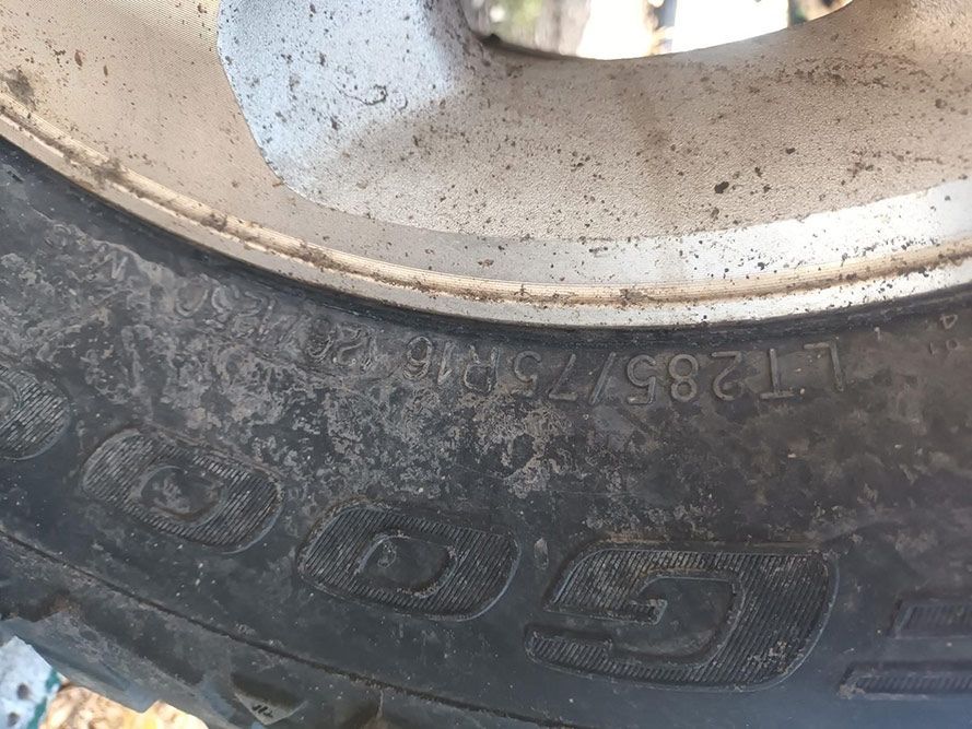 A Close Up of a Dirty Tire on a Wheel — South West 4WD Wreckers in Harristown, QLD
