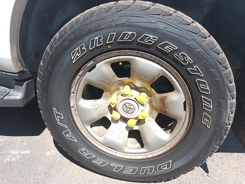 A Close Up of a Bridgestone Tire on a Car — South West 4WD Wreckers In Brisbane, QLD