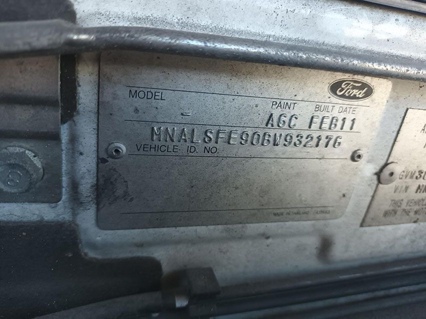 A Close Up of a Ford Vehicle Identification Plate — South West 4WD Wreckers In Brisbane, QLD