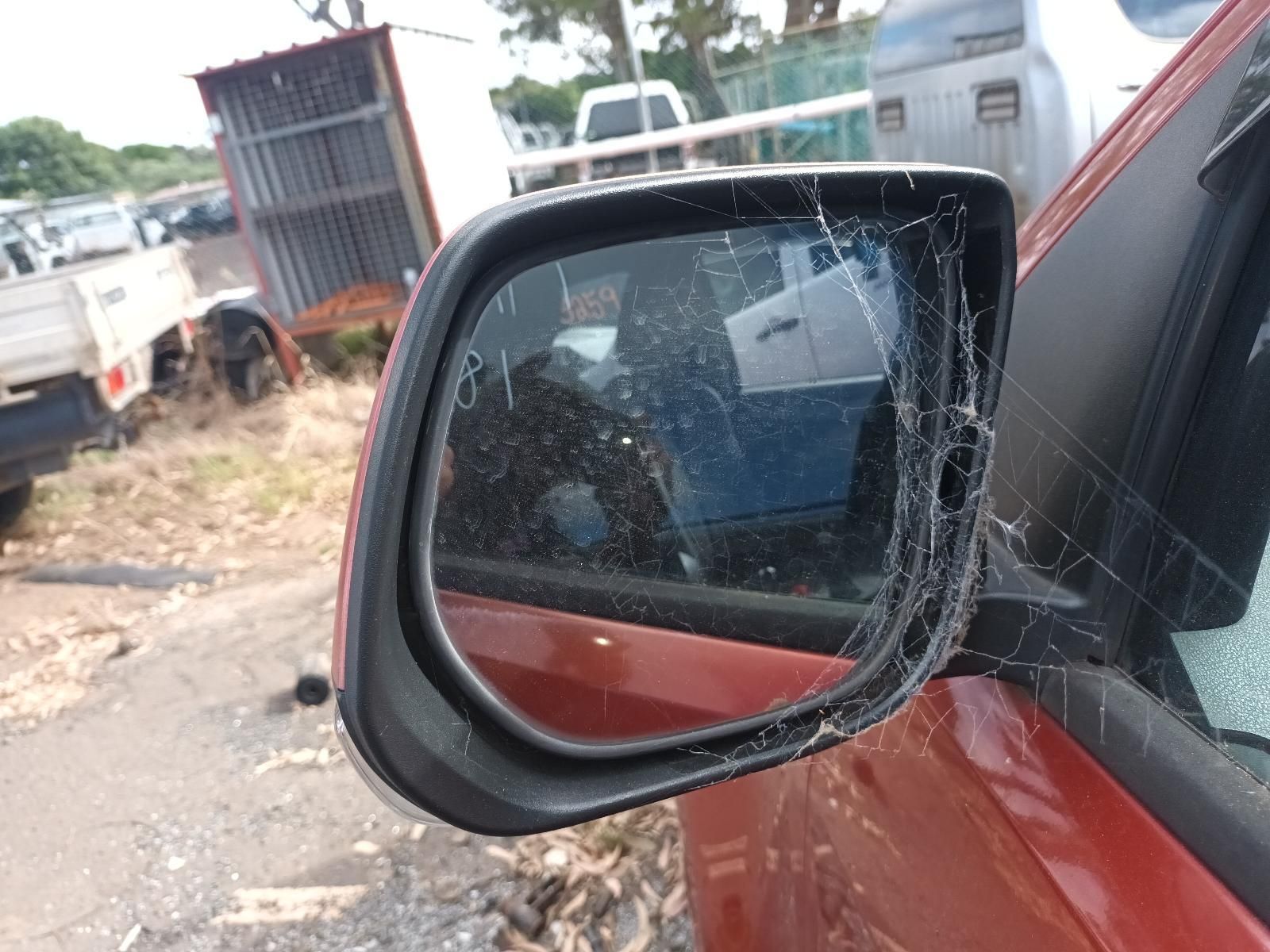 A Red Car with a Spider Web on the Side Mirror — South West 4WD Wreckers In Brisbane, QLD