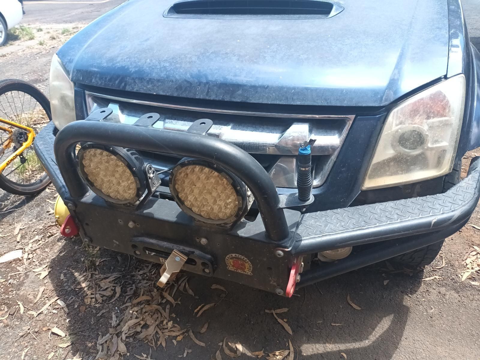 A Blue Truck with a Bumper and Lights on It — South West 4WD Wreckers in Harristown, QLD