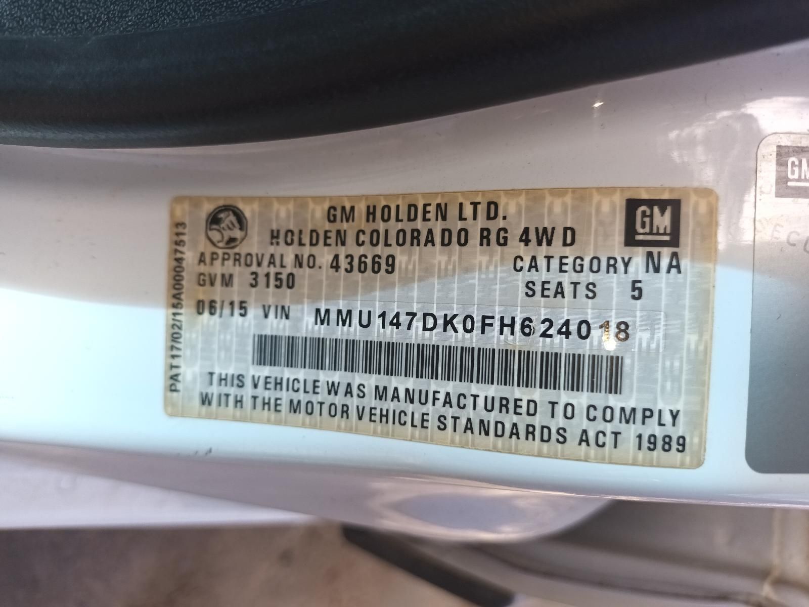 A White Gm Holden Colorado RG 4WD — South West 4WD Wreckers In Brisbane, QLD