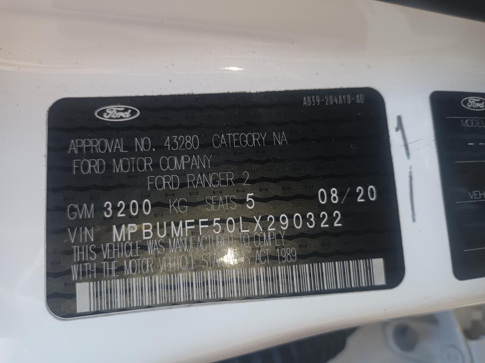 A Close Up of a Ford License Plate — South West 4WD Wreckers in Harristown, QLD