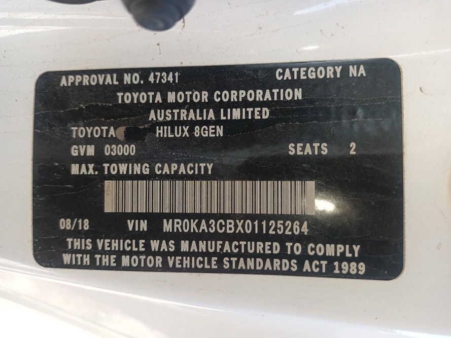 A License Plate That Says Approval No 47341 on It — South West 4WD Wreckers in Harristown, QLD