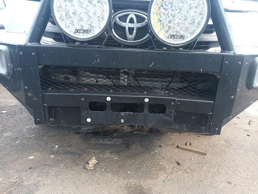 The Front Bumper of a Toyota Truck with Two Lights on It — South West 4WD Wreckers in Harristown, QLD