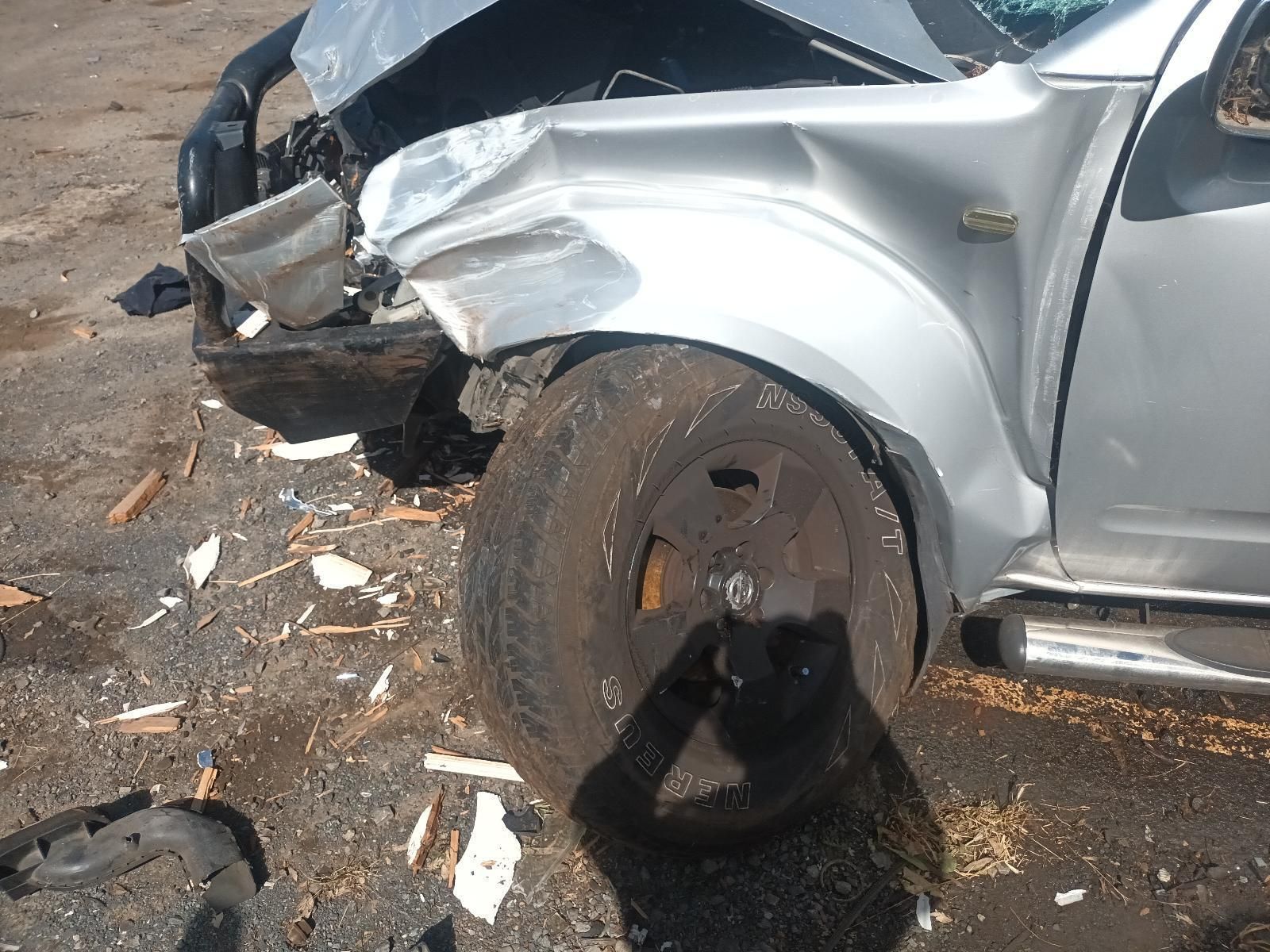 A Silver Truck That Has Been Damaged in an Accident — South West 4WD Wreckers in Harristown, QLD