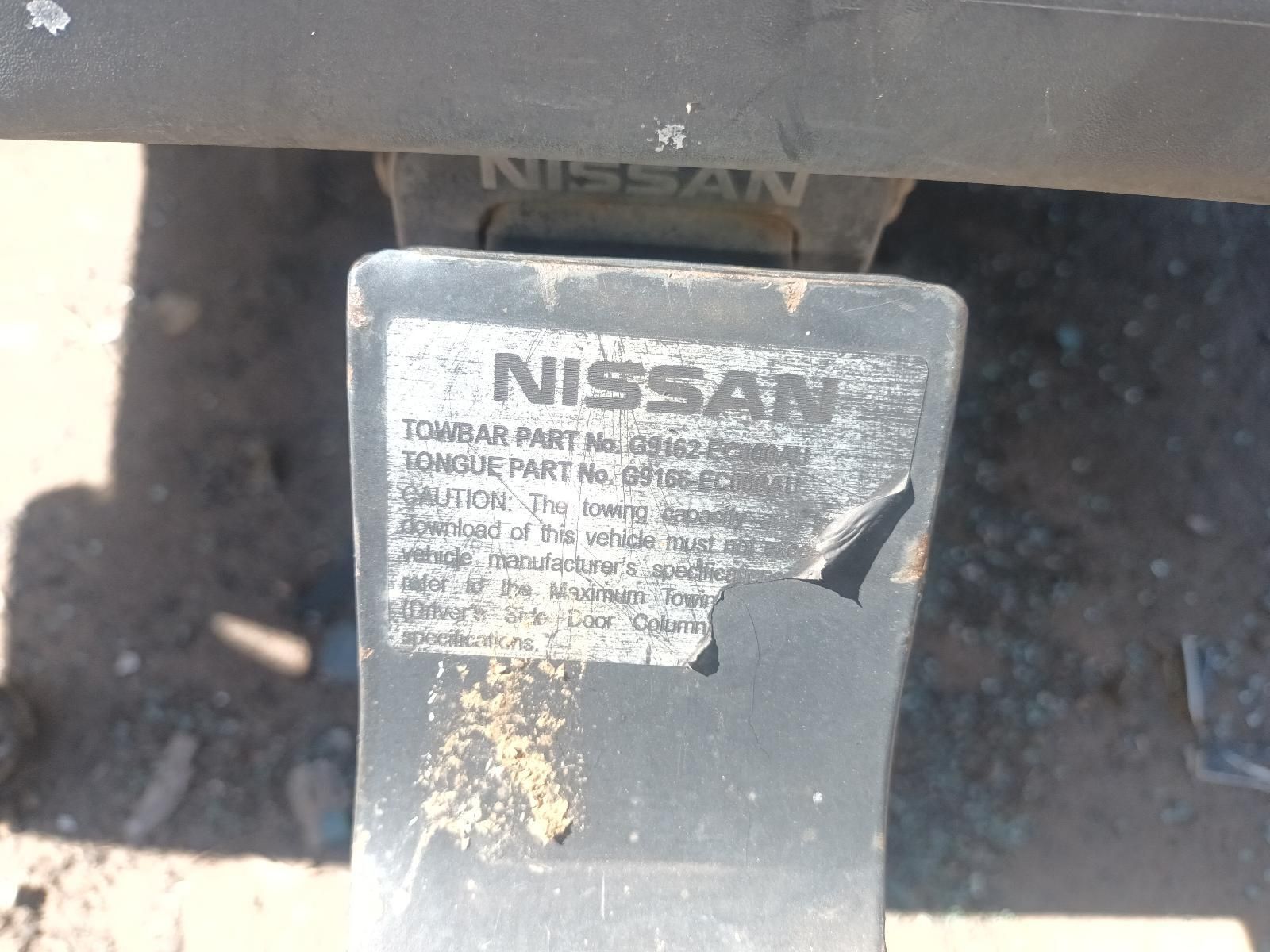 A Nissan Tow Bar with a Sticker on It — South West 4WD Wreckers in Harristown, QLD
