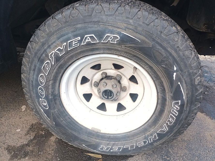 A Close Up of a Goodyear Tire on a Car — South West 4WD Wreckers in Harristown, QLD