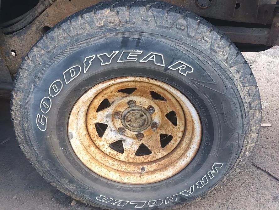 A Close Up of a Goodyear Tire on a Car — South West 4WD Wreckers in Harristown, QLD