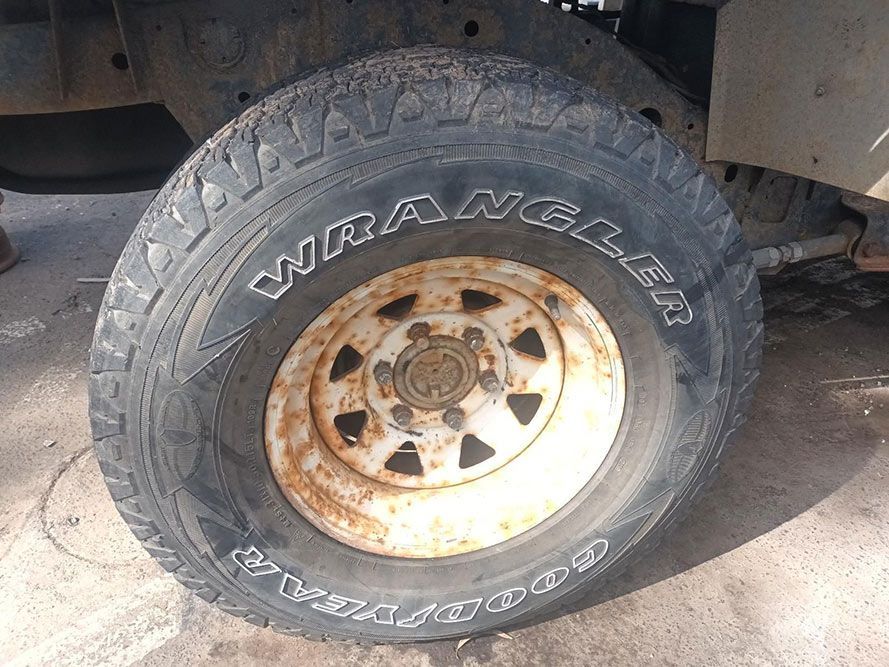A Close Up of a Wrangler Tire on a Jeep — South West 4WD Wreckers in Harristown, QLD