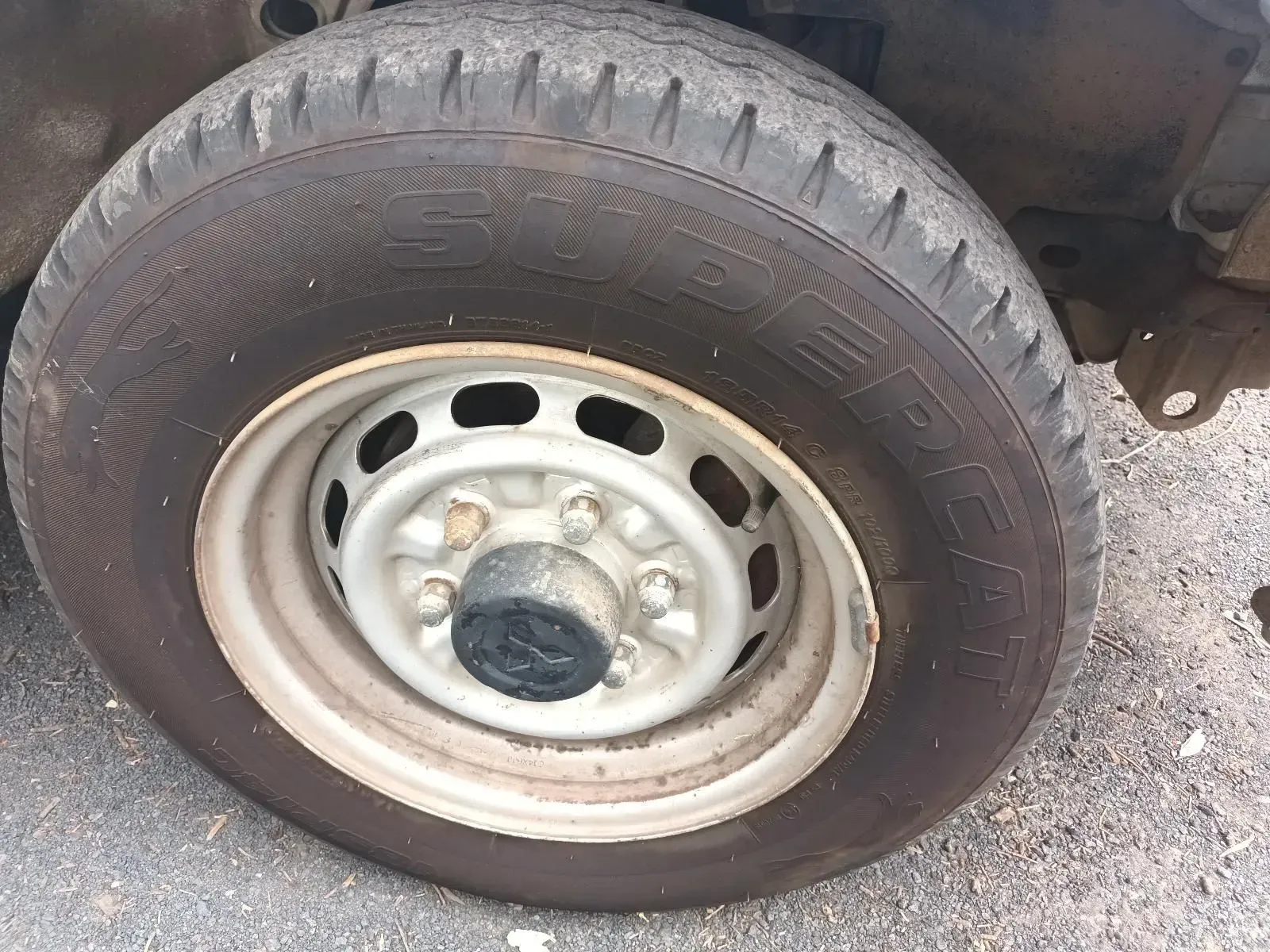 Close-up of a Gray Tyre on a White Rim — South West 4WD Wreckers In Brisbane, QLD