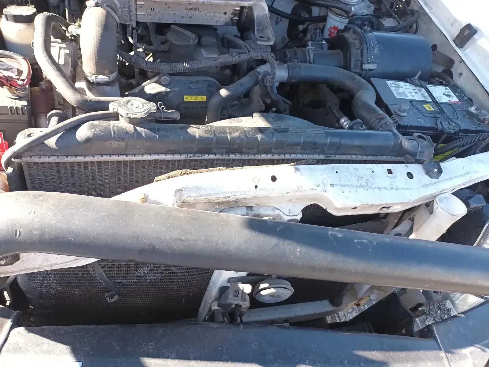 Open Car Engine With Radiator, Hoses, and Battery Visible — South West 4WD Wreckers In Brisbane, QLD