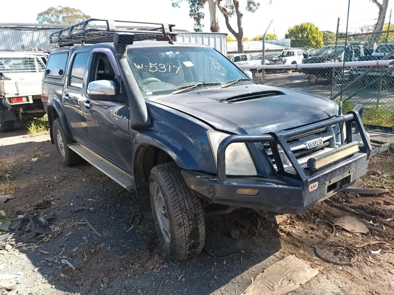 Dark Blue Isuzu D-max Pickup Truck With a Bull Bar — South West 4WD Wreckers In Brisbane, QLD
